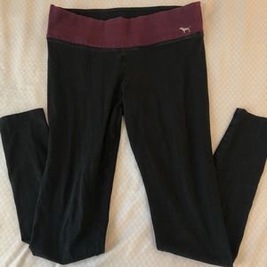 Victoria Secret PINK yoga pants leggings Size Small black with marron waistband